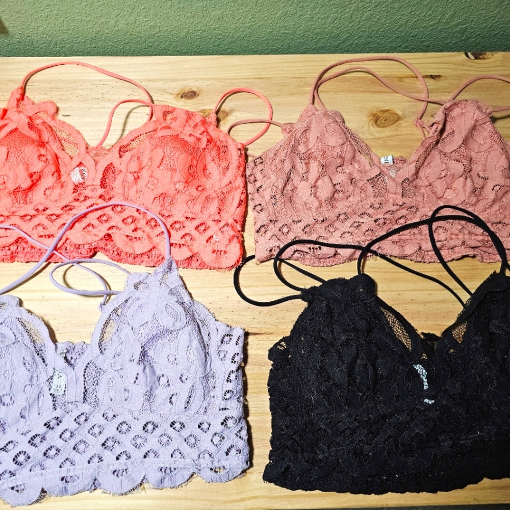 (SET OF 4) Zenana Lace Bralettes
